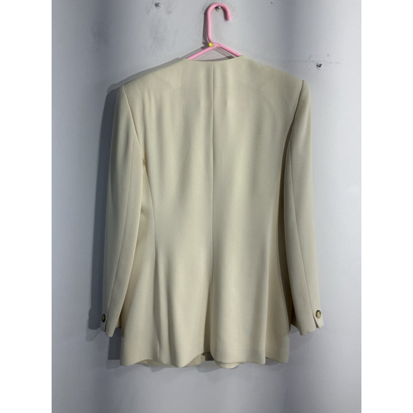 Womans Jones NY Size 8 Ivory Blazer Lined One Button Padded Shoulders - Picture 2 of 8